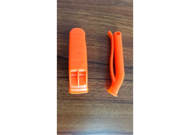 whistle on life jacket